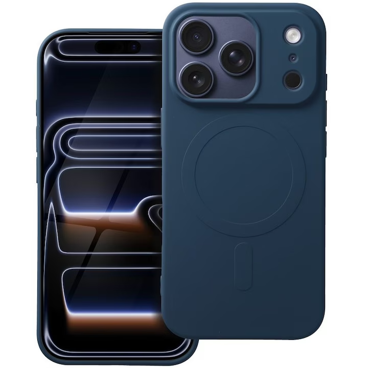 Husa pentru iPhone 17 Pro MagSafe, MagCover Silicon Premium DaDen®, Protectie Camera, Antisoc, Albastru Husa pentru iPhone 17 Pro MagSafe, MagCover Silicon Premium DaDen®, Protectie Camera, Antisoc, Albastru