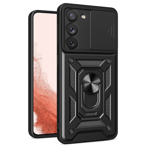Husa pentru Samsung Galaxy S23 Plus Premium Hybrid Armor Kickstand, Slider Camera, Antisoc, Protectie Superioara, Negru