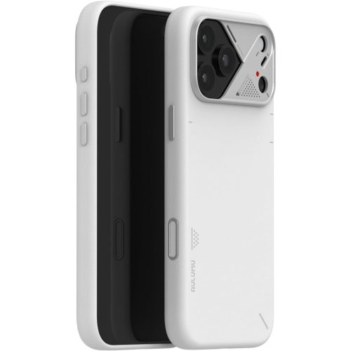 Husa pentru iPhone 17 Pro, Aulumu A17 Vegan Leather, Piele texturata, Ultra slim, Compatibila MagSafe, Racire activa CoolHyper, Butoane metalice, Protectie maxima, Alb