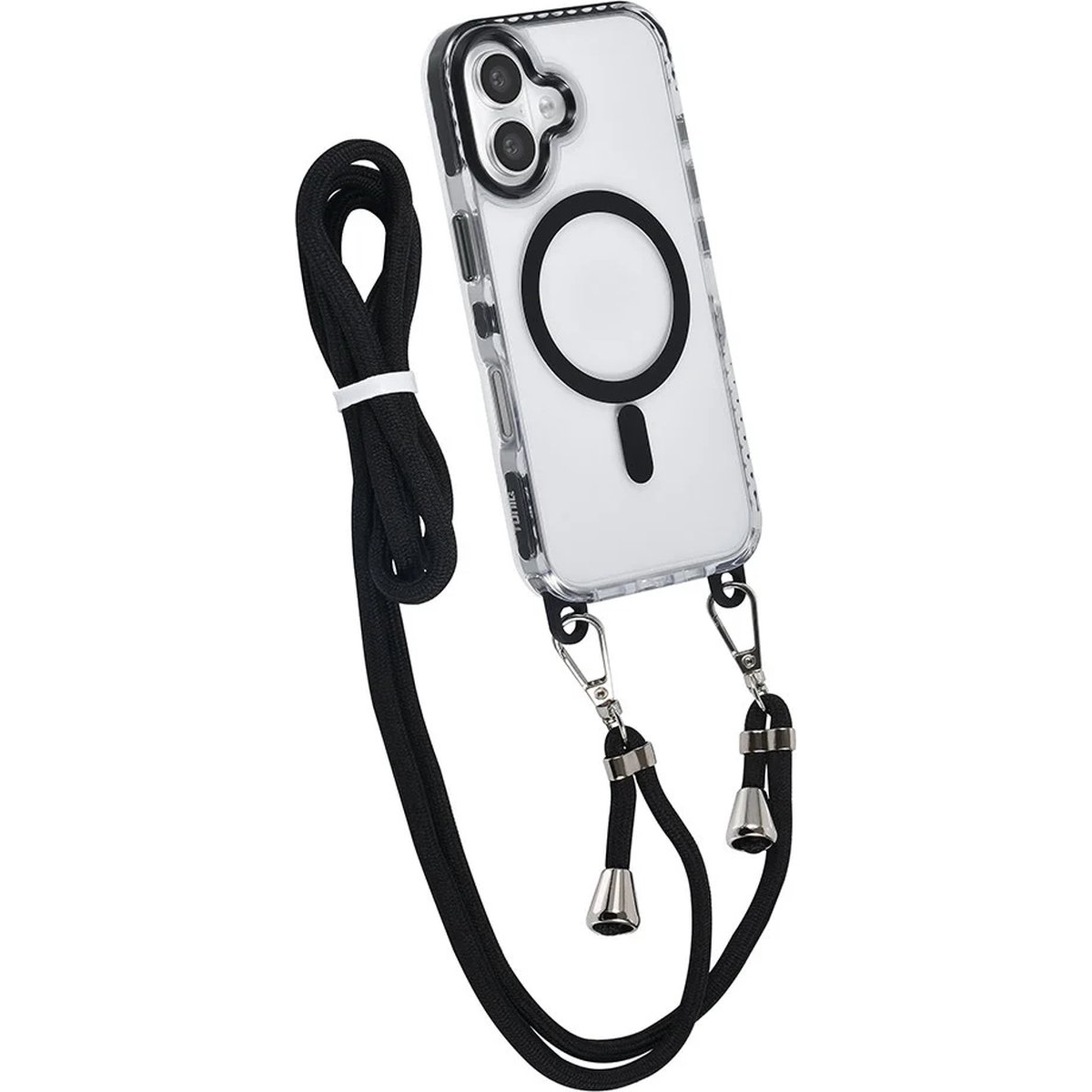 Husa pentru Apple iPhone 17 DaDen®, Snur detasabil, Antisoc, Protectie Superioara, Bumper interior, Magsafe, Transparenta cu Negru Husa pentru Apple iPhone 17 DaDen®, Snur detasabil, Antisoc, Protectie Superioara, Bumper interior, Magsafe, Transparenta cu Negru