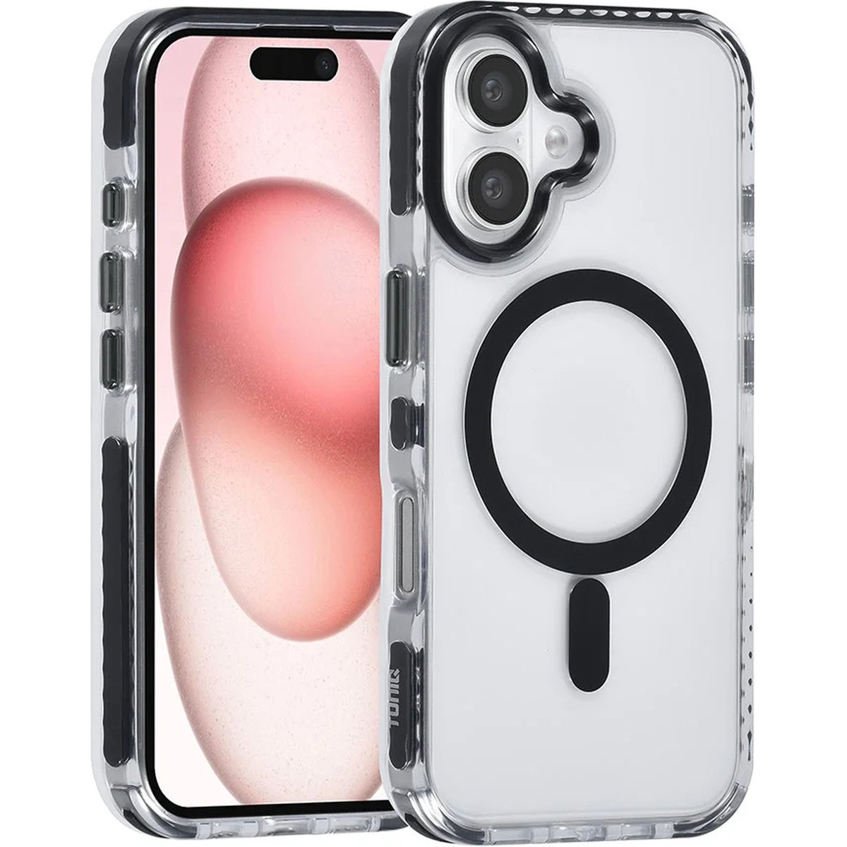 Husa pentru Apple iPhone 17 DaDen®, Snur detasabil, Antisoc, Protectie Superioara, Bumper interior, Magsafe, Transparenta cu Negru Husa pentru Apple iPhone 17 DaDen®, Snur detasabil, Antisoc, Protectie Superioara, Bumper interior, Magsafe, Transparenta cu Negru - imagine 2