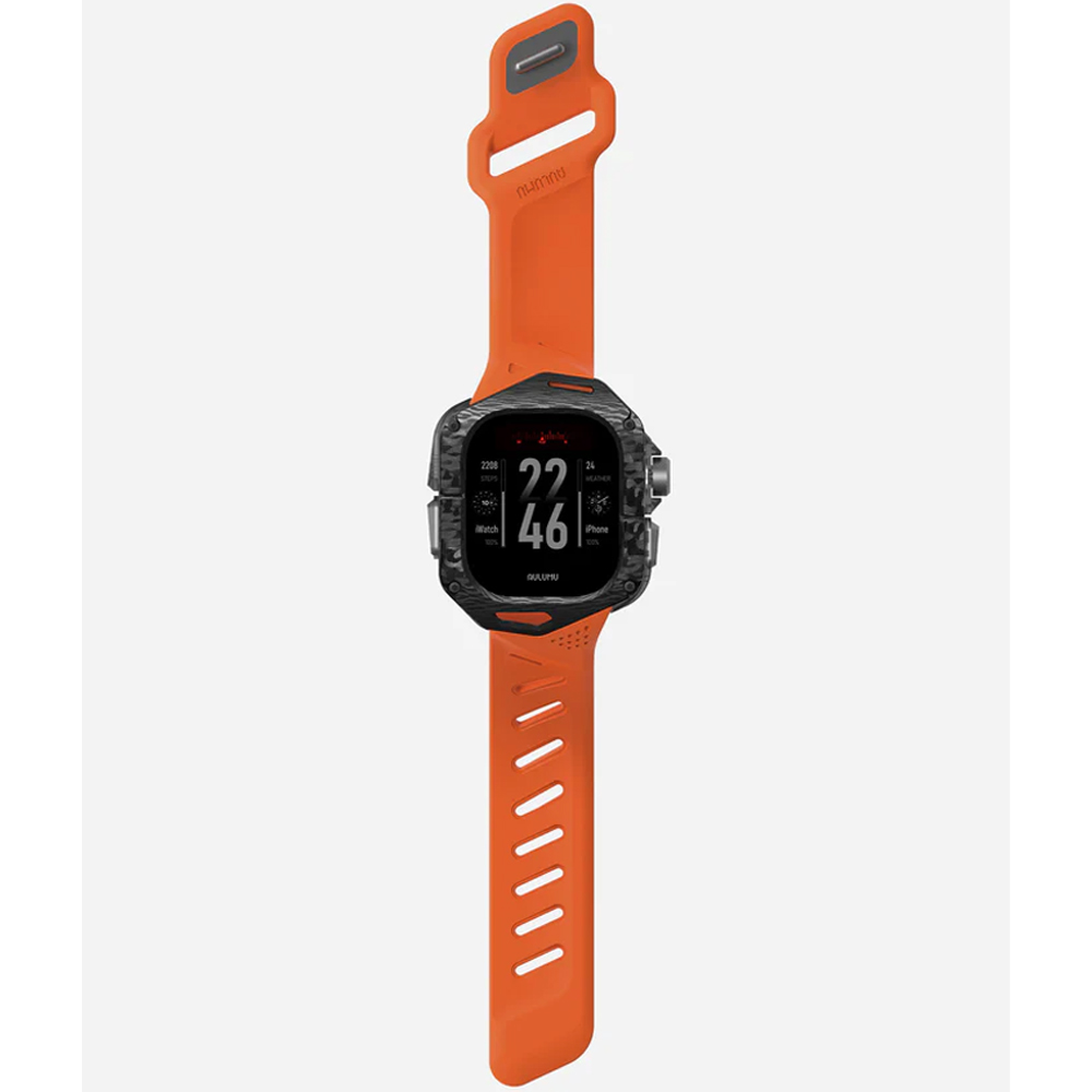 Set Husa si Curea pentru Apple Watch Ultra 1/2/3, Aulumu A01, din Fibra de carbon si cauciuc, Rezistenta la socuri, Butoane metalice tactile, Protectie 360°, Banda FKM elastica si durabila, Rezistenta la apa si transpiratie, Design premium, Portocaliu Set Husa si Curea pentru Apple Watch Ultra 1/2/3, Aulumu A01, din Fibra de carbon si cauciuc, Rezistenta la socuri, Butoane metalice tactile, Protectie 360°, Banda FKM elastica si durabila, Rezistenta la apa si transpiratie, Design premium, Portocaliu - imagine 9