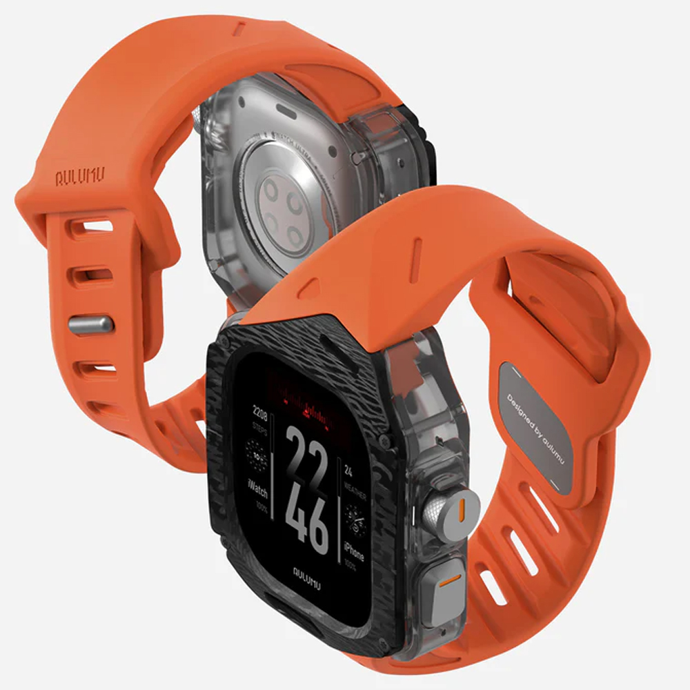 Set Husa si Curea pentru Apple Watch Ultra 1/2/3, Aulumu A01, din Fibra de carbon si cauciuc, Rezistenta la socuri, Butoane metalice tactile, Protectie 360°, Banda FKM elastica si durabila, Rezistenta la apa si transpiratie, Design premium, Portocaliu Set Husa si Curea pentru Apple Watch Ultra 1/2/3, Aulumu A01, din Fibra de carbon si cauciuc, Rezistenta la socuri, Butoane metalice tactile, Protectie 360°, Banda FKM elastica si durabila, Rezistenta la apa si transpiratie, Design premium, Portocaliu - imagine 10
