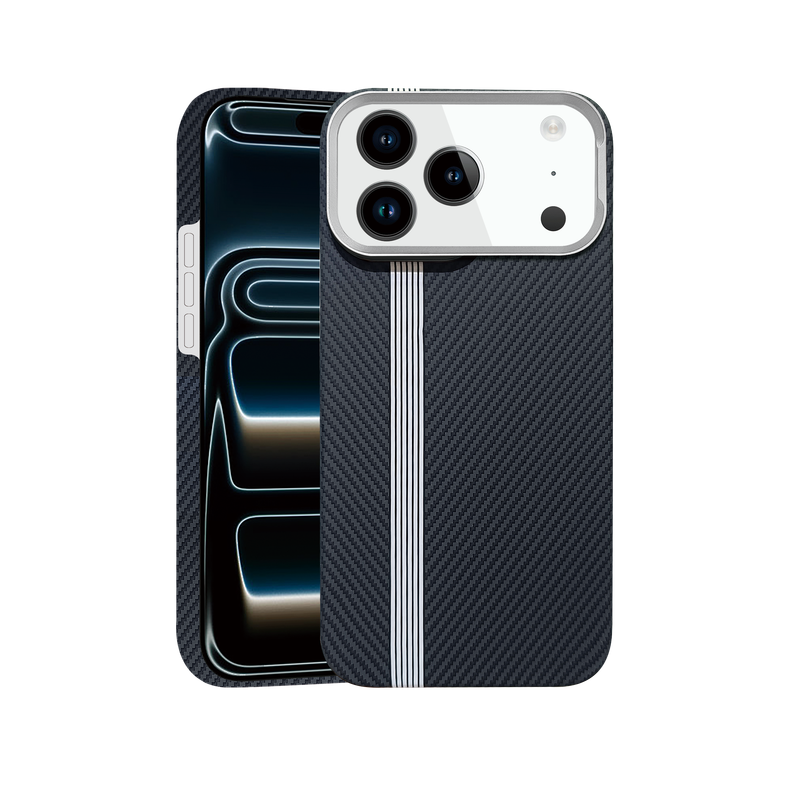 Husa pentru iPhone 17 Pro Daden® din fibra de aramida/Kevlar, Aramid PTK, MagSafe Integrat, Protectie Antisoc, Camera Ultra Safe, Stripe Black, Negru/Alb Husa pentru iPhone 17 Pro Daden® din fibra de aramida/Kevlar, Aramid PTK, MagSafe Integrat, Protectie Antisoc, Camera Ultra Safe, Stripe Black, Negru/Alb