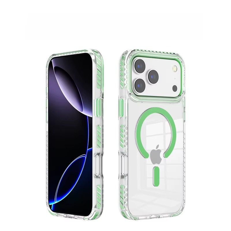 Husa pentru Apple iPhone 17 Pro DaDen®, Snur detasabil, Antisoc, Protectie Superioara, Bumper interior, Magsafe, Transparenta cu Verde Husa pentru Apple iPhone 17 Pro DaDen®, Snur detasabil, Antisoc, Protectie Superioara, Bumper interior, Magsafe, Transparenta cu Verde - imagine 2