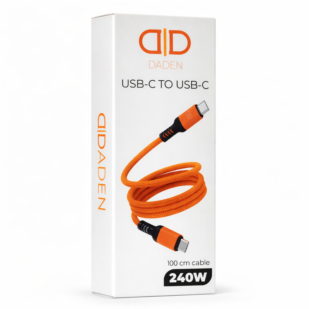 Cablu USB-C la USB-C 240W, DaDen, Incarcare Rapida, Ultra Rezistent, Material Textil, Fast charge, 5A, USB la USB-C, 1 metru, Portocaliu Cablu USB-C la USB-C 240W, DaDen, Incarcare Rapida, Ultra Rezistent, Material Textil, Fast charge, 5A, USB la USB-C, 1 metru, Portocaliu - imagine 8