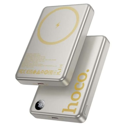 Baterie externa cu incarcare wireless Hoco Q34, 20W, 1xUSB-C, 1xUSB, PD, QC3.0, 10000mAh, Incarcare rapida, Auriu