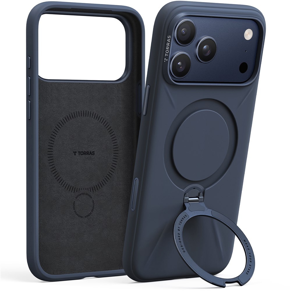 Husa pentru iPhone 17 Pro Max Torras QPRO Silicone Series, Interior din microfibra, Inel rotativ, Calitate premium, Albastru Husa pentru iPhone 17 Pro Max Torras QPRO Silicone Series, Interior din microfibra, Inel rotativ, Calitate premium, Albastru - imagine 2