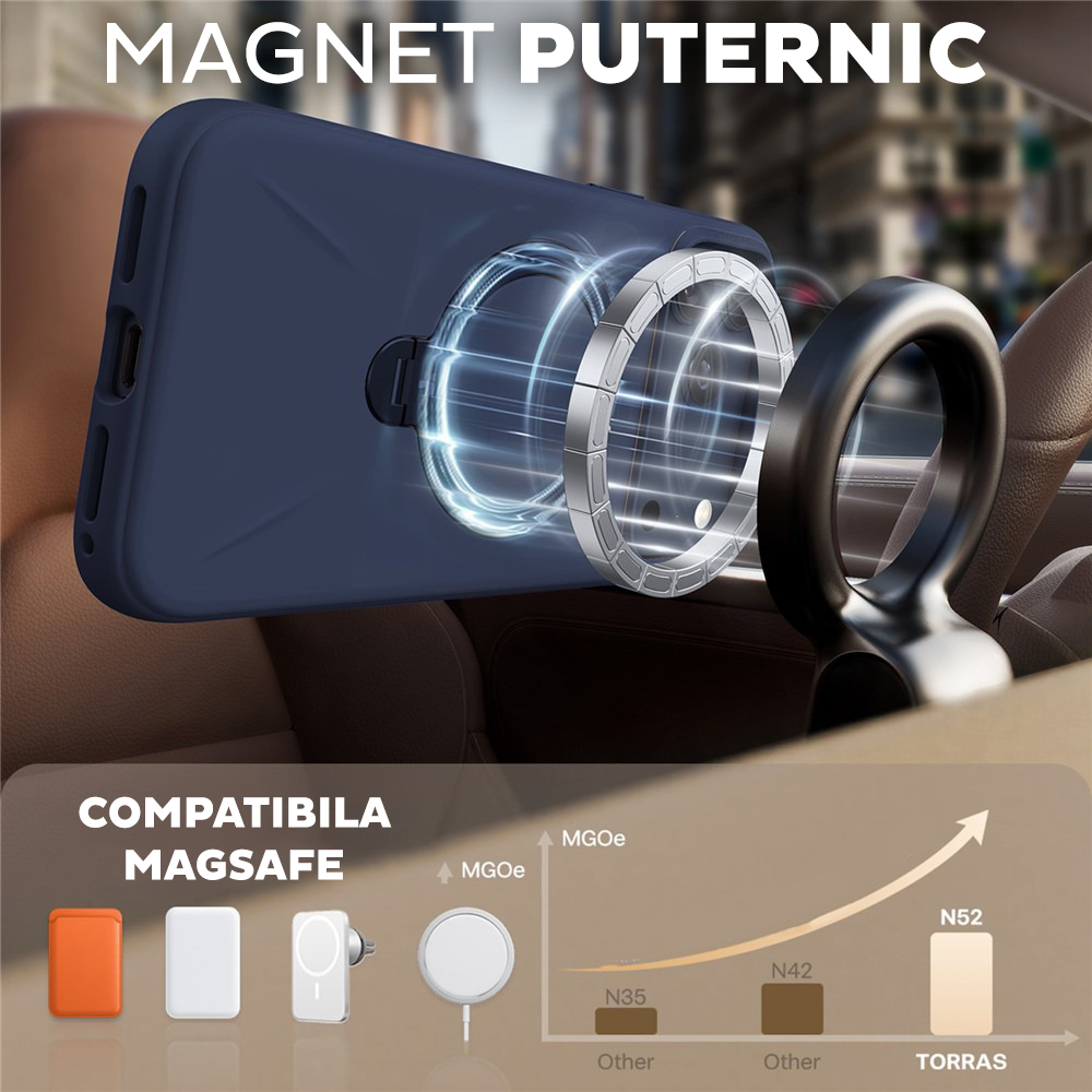 Husa pentru iPhone 17 Pro Max Torras QPRO Silicone Series, Interior din microfibra, Inel rotativ, Calitate premium, Albastru Husa pentru iPhone 17 Pro Max Torras QPRO Silicone Series, Interior din microfibra, Inel rotativ, Calitate premium, Albastru - imagine 4