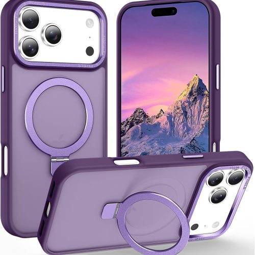 Husa pentru Apple iPhone 17 Pro Max DaDen® Matte MagSafe, Antisoc, Incarcare wireless, Inel stand, Mov