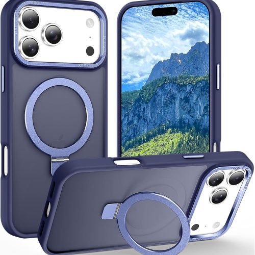 Husa pentru Apple iPhone 17 Pro Max DaDen® Matte MagSafe, Antisoc, Incarcare wireless, Inel stand, Albastru