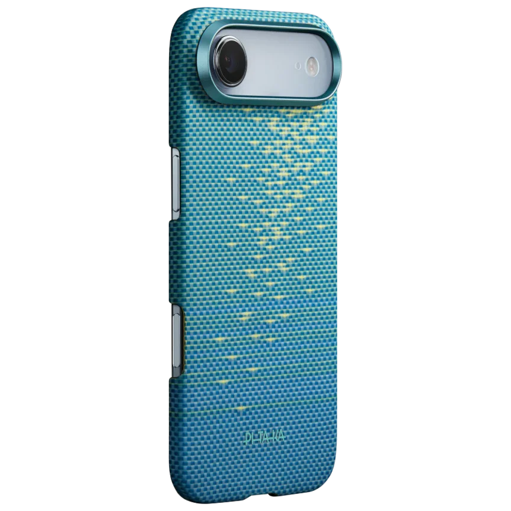 Husa pentru iPhone 17 Air Pitaka Edge, MagEZ 7, Aramida 600D, Glints of Gold, Lucid Blue, PitaTap™, MagSafe, Ultra Slim Husa pentru iPhone 17 Air Pitaka Edge, MagEZ 7, Aramida 600D, Glints of Gold, Lucid Blue, PitaTap™, MagSafe, Ultra Slim