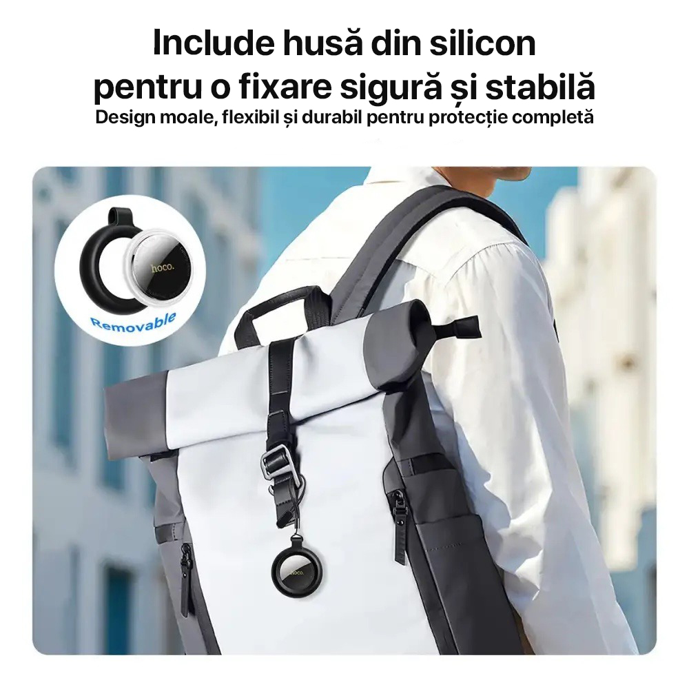 AirTag Hoco E100, Dispozitiv anti-pierdere tip AirTag, Compatibil Apple Find My, Certificat MFi, Localizare precisa, Alb AirTag Hoco E100, Dispozitiv anti-pierdere tip AirTag, Compatibil Apple Find My, Certificat MFi, Localizare precisa, Alb - imagine 6