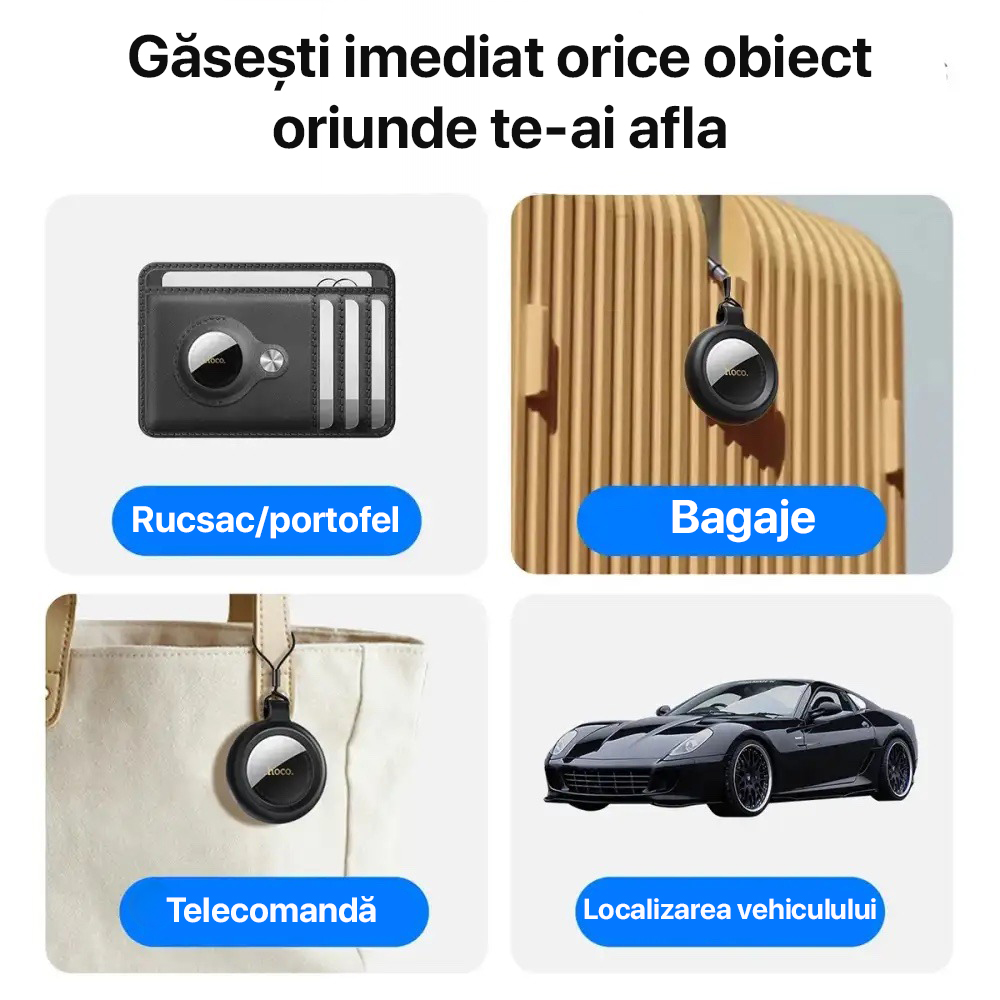 AirTag Hoco E100, Dispozitiv anti-pierdere tip AirTag, Compatibil Apple Find My, Certificat MFi, Localizare precisa, Alb AirTag Hoco E100, Dispozitiv anti-pierdere tip AirTag, Compatibil Apple Find My, Certificat MFi, Localizare precisa, Alb - imagine 7