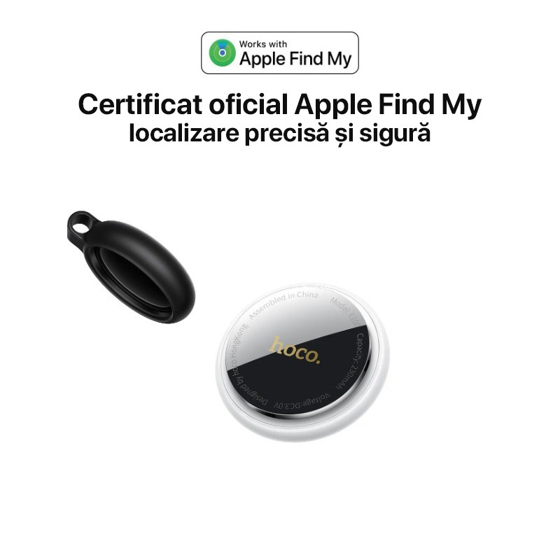 AirTag Hoco E100, Dispozitiv anti-pierdere tip AirTag, Compatibil Apple Find My, Certificat MFi, Localizare precisa, Alb AirTag Hoco E100, Dispozitiv anti-pierdere tip AirTag, Compatibil Apple Find My, Certificat MFi, Localizare precisa, Alb - imagine 2