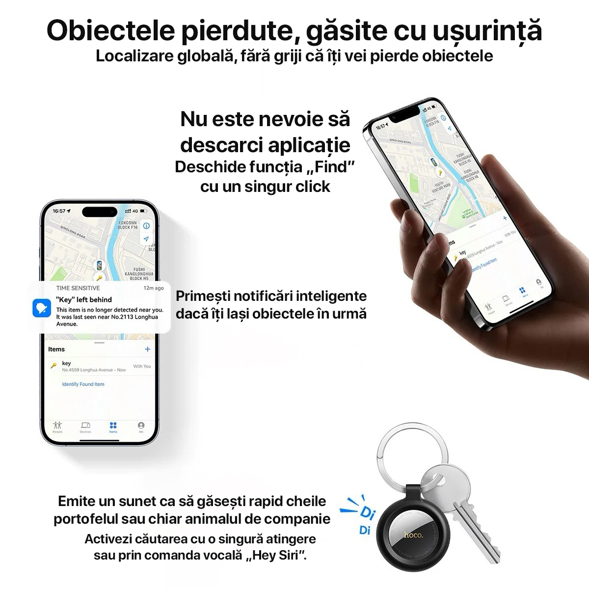 AirTag Hoco E100, Dispozitiv anti-pierdere tip AirTag, Compatibil Apple Find My, Certificat MFi, Localizare precisa, Alb AirTag Hoco E100, Dispozitiv anti-pierdere tip AirTag, Compatibil Apple Find My, Certificat MFi, Localizare precisa, Alb - imagine 8