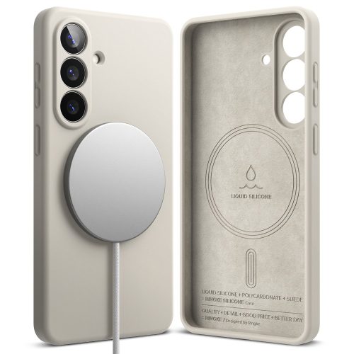 Husa Samsung S26 Plus Ringke Silicone MagSafe, Incarcare wireless, Calitate Premium, Antisoc, Stone