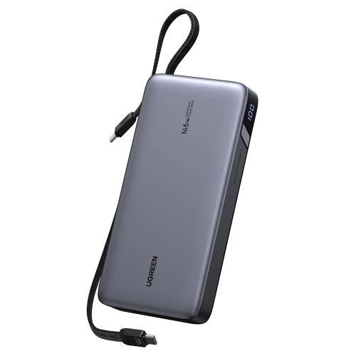 Baterie externa Ugreen PB552, 165W, 1xUSB-C, 1xUSB, PD, QC3.0, 25000 mAh, Incarcare rapida, Afisaj LED, Gri