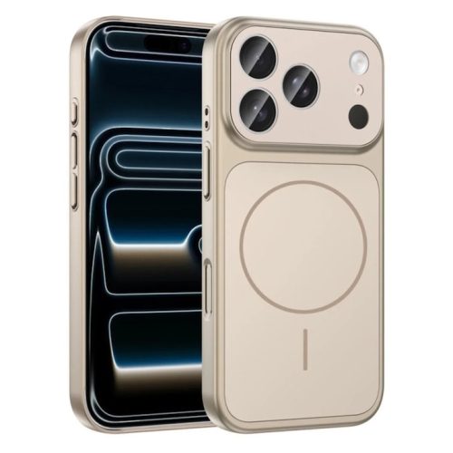 Husa pentru Apple iPhone 14 Pro Daden® MagLens, Slim, Incarcare wireless, Magsafe, Protectie camera inclusa, Auriu