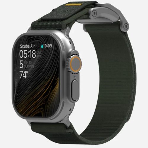 Curea pentru Apple Watch Ultra 1/2/3 49mm, Seria 11/10/9/8/7 45mm, Seria 6/5/4/SE 44mm, Aulumu A11, Nylon moale, Catarama magnetica inox, Confort maxim, Reglaj rapid, Verde