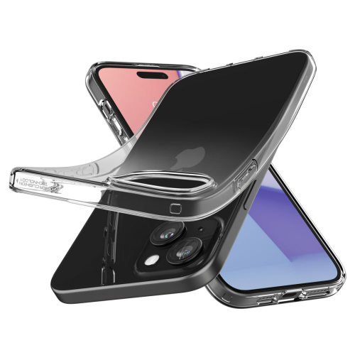 Husa iPhone 15 Plus Spigen Liquid Crystal, TPU Flexibil, Anti Soc, Carcasa Slim, Protectie Ecran si Camera, Premium, Transparenta Crystal Clear