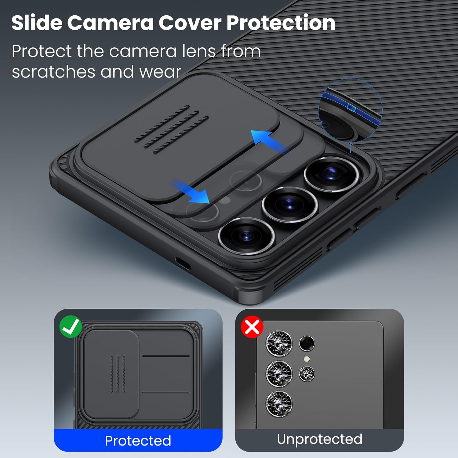 Husa pentru Samsung S25 Ultra Nillkin, CamShield Pro, Policarbonat, Protectie Camera, Antisoc, Calitate Premium, Negru Husa pentru Samsung S25 Ultra Nillkin, CamShield Pro, Policarbonat, Protectie Camera, Antisoc, Calitate Premium, Negru - imagine 3