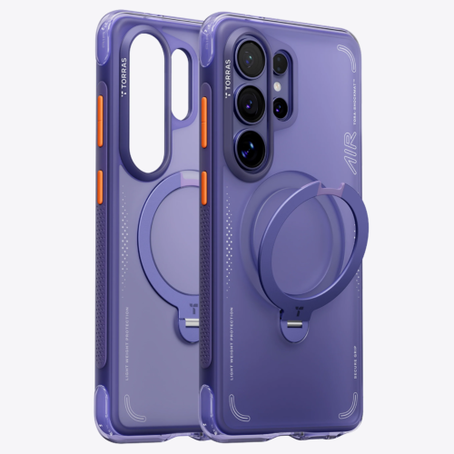Husa pentru Samsung Galaxy S26 Ultra Torras Ostand Spin Air Series, Incarcare wireless, Inel rotativ, Calitate premium, Dark Purple