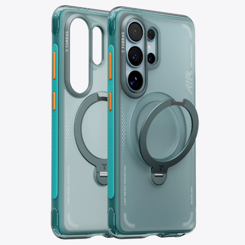 Husa pentru Samsung Galaxy S26 Ultra Torras Ostand Spin Air Series, Incarcare wireless, Inel rotativ, Calitate premium, Glacier Green