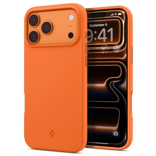 Husa pentru iPhone 17 Pro Max Spigen Silicone Fit MagSafe, Incarcare wireless, Protectie camera, Calitate premium, Portocaliu