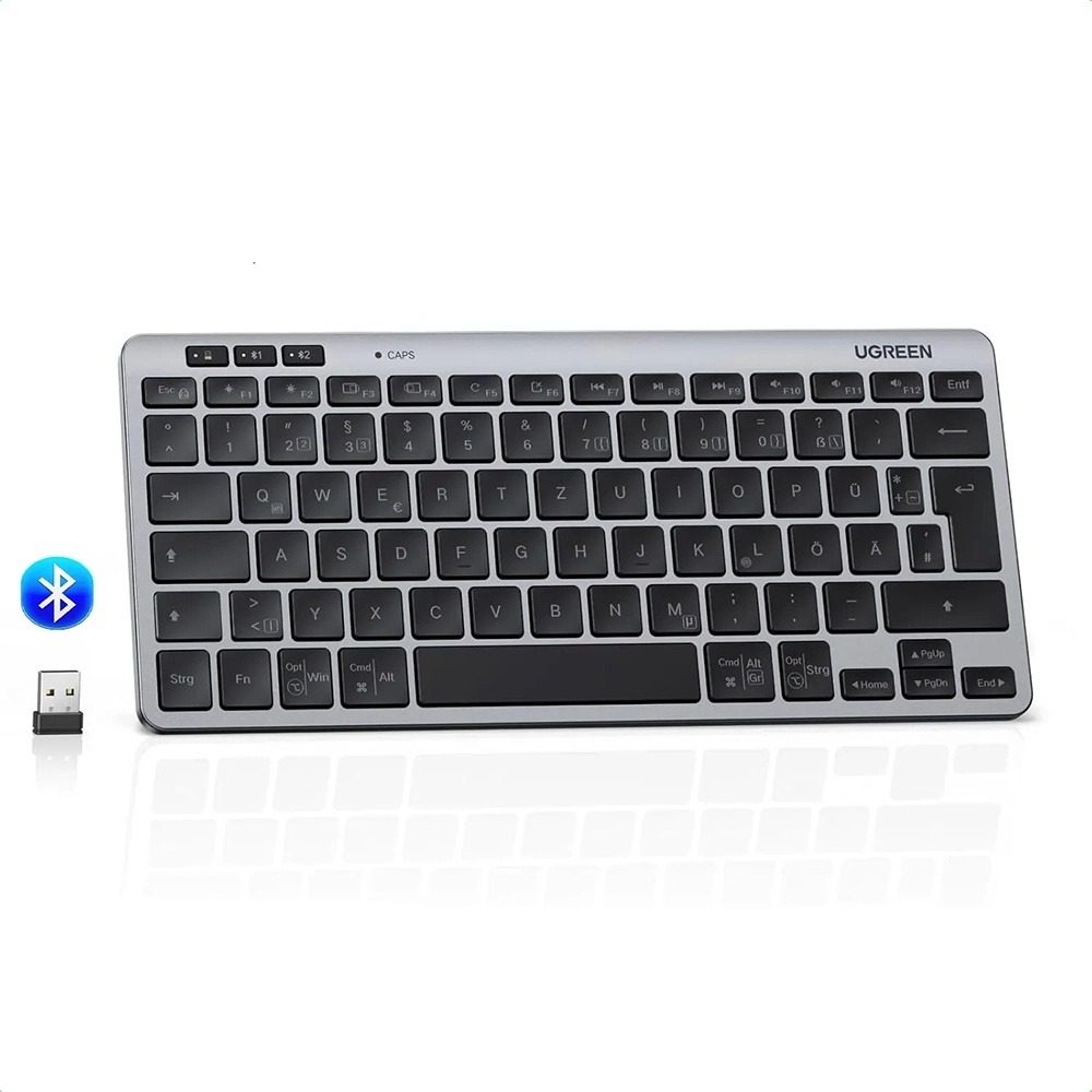 Tastatura Ugreen 75049, Bluetooth 5.3, Design compact, Butoane silentioase, Ergonomica, Gri Tastatura Ugreen 75049, Bluetooth 5.3, Design compact, Butoane silentioase, Ergonomica, Gri