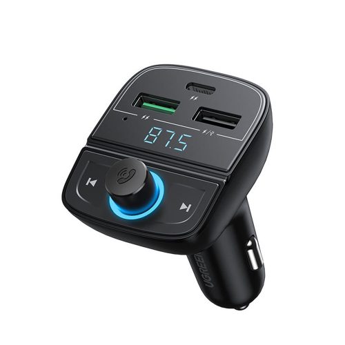 Modulator auto FM cu incarcare Ugreen CD229, Bluetooth 5.0, Handsfree, USB, Type-C, Redare prin USB/ MicroSD, Incarcare rapida, Negru