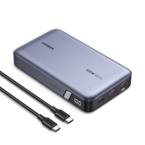 Baterie externa Ugreen PB720, Incarcare rapida, Display digital, 20000mAh, USB, Type-C, 100W, 5V/3A, Gri