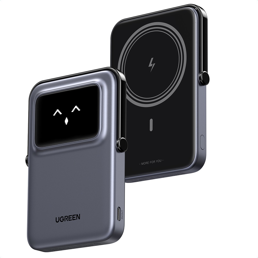Baterie externa Ugreen PB571, Incarcare rapida, Magnetica, Display digital, 5000mAh, Stativ incorporat, USB-C, 18W, 5V/3A, Negru Baterie externa Ugreen PB571, Incarcare rapida, Magnetica, Display digital, 5000mAh, Stativ incorporat, USB-C, 18W, 5V/3A, Negru