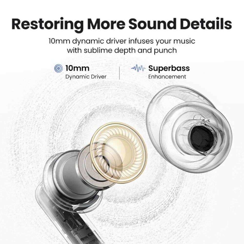 Casti wireless Ugreen HiTune T3 Pro WS206, In-Ear, Bluetooth, ANC, Type-C, 400mAh, Autonomie pana la 30 ore, Alb Casti wireless Ugreen HiTune T3 Pro WS206, In-Ear, Bluetooth, ANC, Type-C, 400mAh, Autonomie pana la 30 ore, Alb - imagine 5