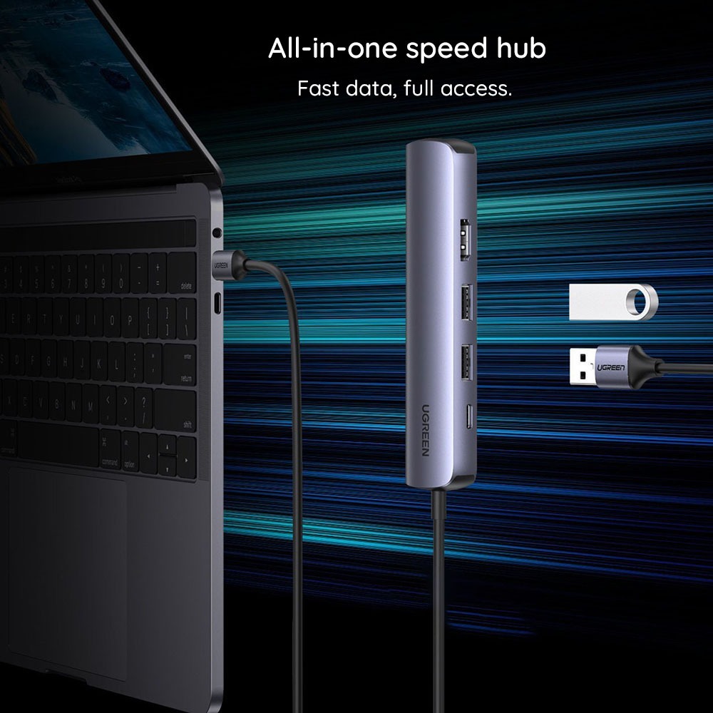 Docking station Ugreen CM418, Type-C la 2x USB3.0, HDMI 4K@60Hz, RJ45 Gigabit, Type-C PD100W, 5Gbps, Gri Docking station Ugreen CM418, Type-C la 2x USB3.0, HDMI 4K@60Hz, RJ45 Gigabit, Type-C PD100W, 5Gbps, Gri - imagine 3
