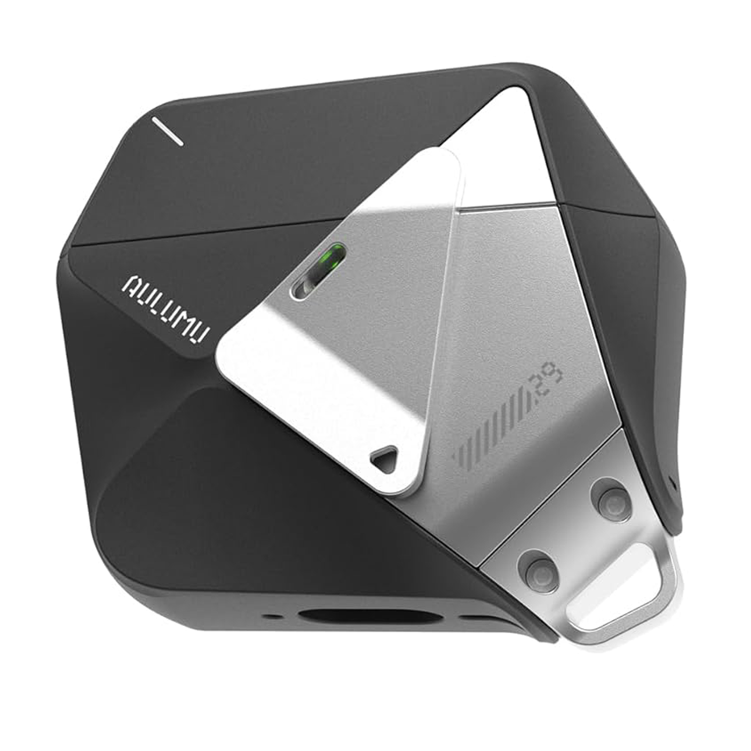 Husa pentru AirPods 4, Aulumu A29 Geometric, TPU rezistent si Aliaj de zinc, finisaj mat premium, Snur detasabil, Protectie Antisoc, Compatibila incarcare wireless, Negru