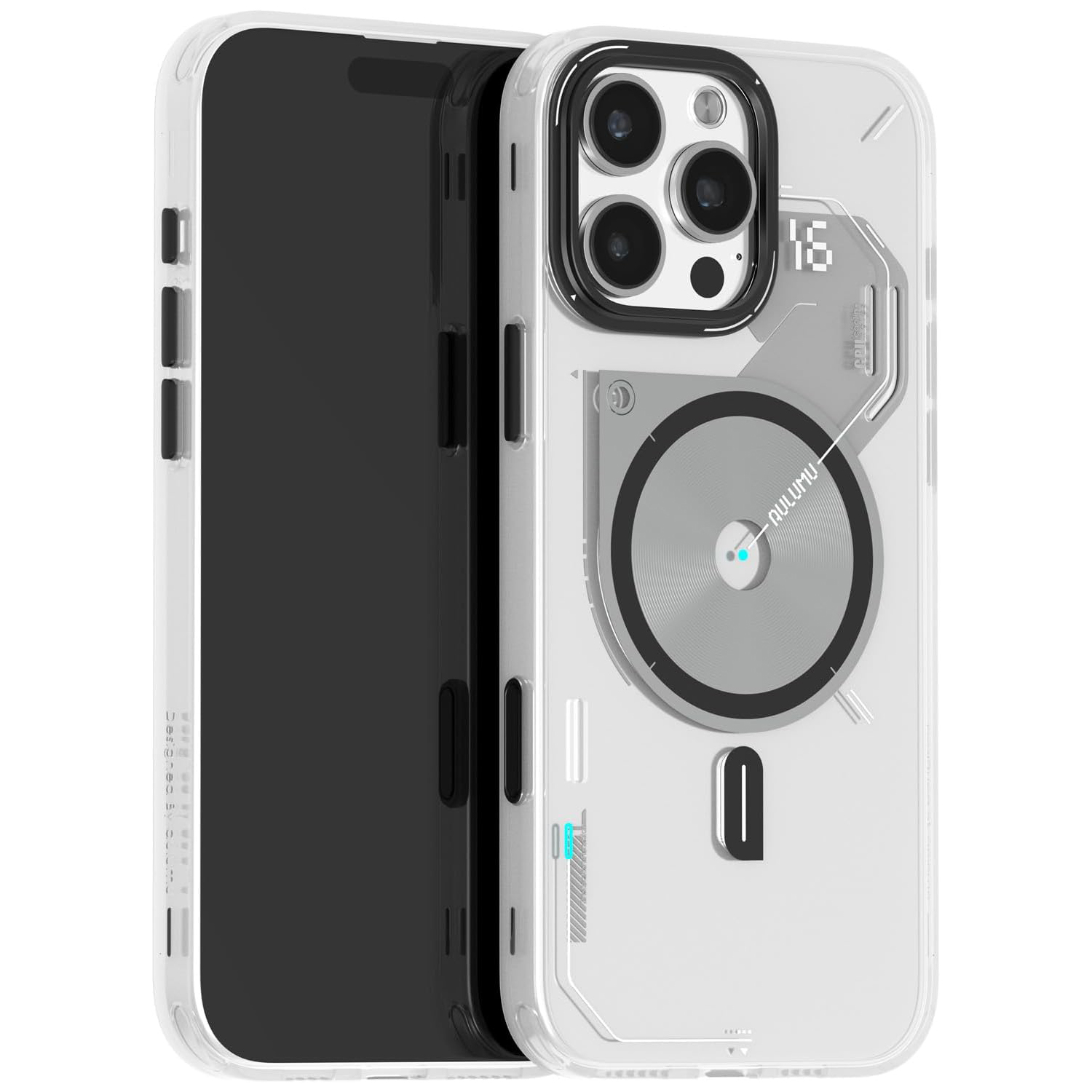 Husa pentru iPhone 16 Pro Max, Aulumu A16 Frosted, TPU rezistent, Compatibila MagSafe, Efect fosforescent, Protectie Camera, Butoane aluminiu, Racire activa CoolHyper, Protectie premium, Alb/Transparent
