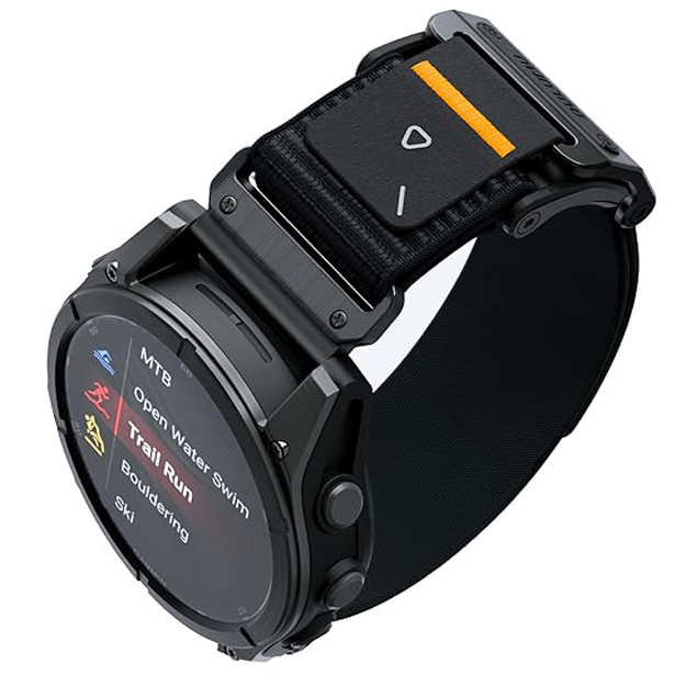 Curea pentru Garmin Fenix 5/5 Plus/6/6 Pro/Sapphire/7/7 Pro/8 47mm, Forerunner 745/935/945/955/965, Instinct Standard/2/Crossover/Solar, Approach S60/S62/S70, Descent G1/G1 Solar, Quatix 5/6/7/7 Pro, Epix Gen 2, Epix Pro Gen 2, D2 Delta/Mach 1, MARQ, QuickFit 22mm, Aulumu C11 Mag-Buckle Slim Band, Nylon moale, Catarama magnetica inox, Reglaj rapid, Negru