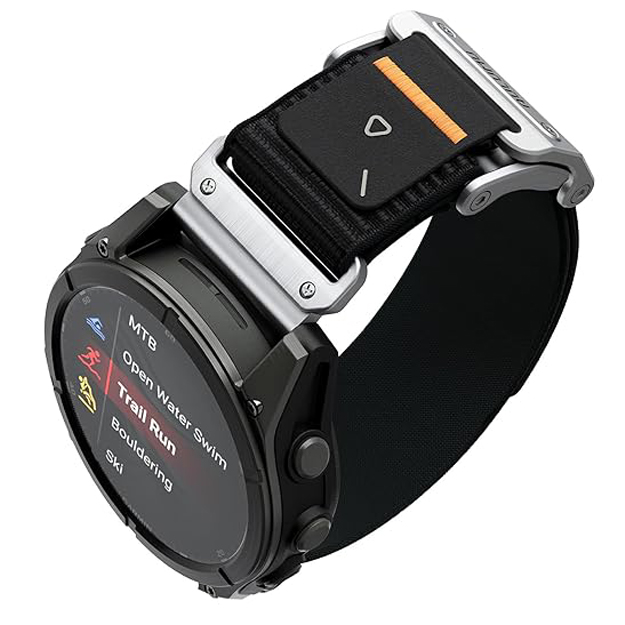 Curea pentru Garmin Fenix 5/5 Plus/6/6 Pro/Sapphire/7/7 Pro/8 47mm, Forerunner 745/935/945/955/965, Instinct Standard/2/Crossover/Solar, Approach S60/S62/S70, Descent G1/G1 Solar, Quatix 5/6/7/7 Pro, Epix Gen 2, Epix Pro Gen 2, D2 Delta/Mach 1, MARQ, QuickFit 22mm, Aulumu C11 Mag-Buckle Slim Band, Nylon moale, Catarama magnetica inox, Reglaj rapid, Negru/Gri