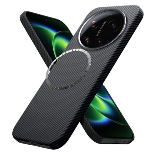 Husă pentru Xiaomi 17 Ultra DaDen din fibră de Kevlar , MagSafe Integrat, Protecție antisoc, Design slim, Negru