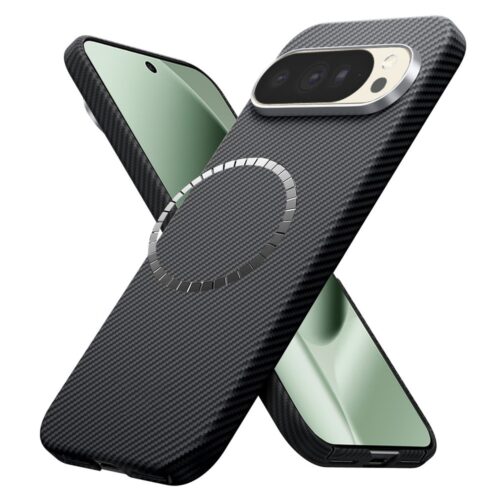 Husa pentru Google Pixel 10 Pro XL DaDen din fibra de Kevlar, MagSafe Integrat, Protectie antisoc, Design slim, Negru