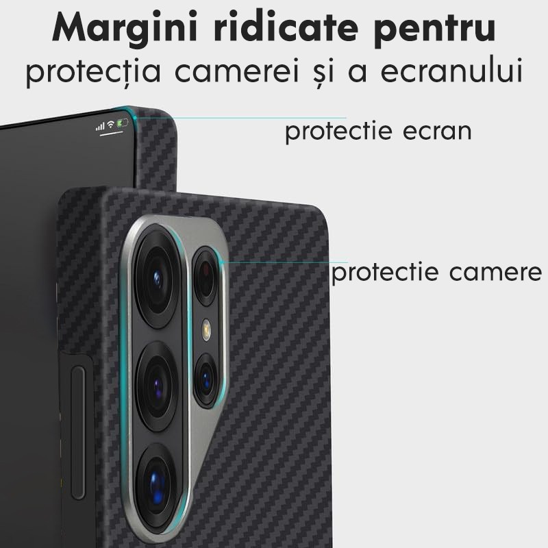 Husa pentru Samsung Galaxy S26 Ultra din fibra de aramida/kevlar DaDen®, MagSafe, Protectie Impotriva socurilor, Protectie Camera, Negru Husa pentru Samsung Galaxy S26 Ultra din fibra de aramida/kevlar DaDen®, MagSafe, Protectie Impotriva socurilor, Protectie Camera, Negru - imagine 3
