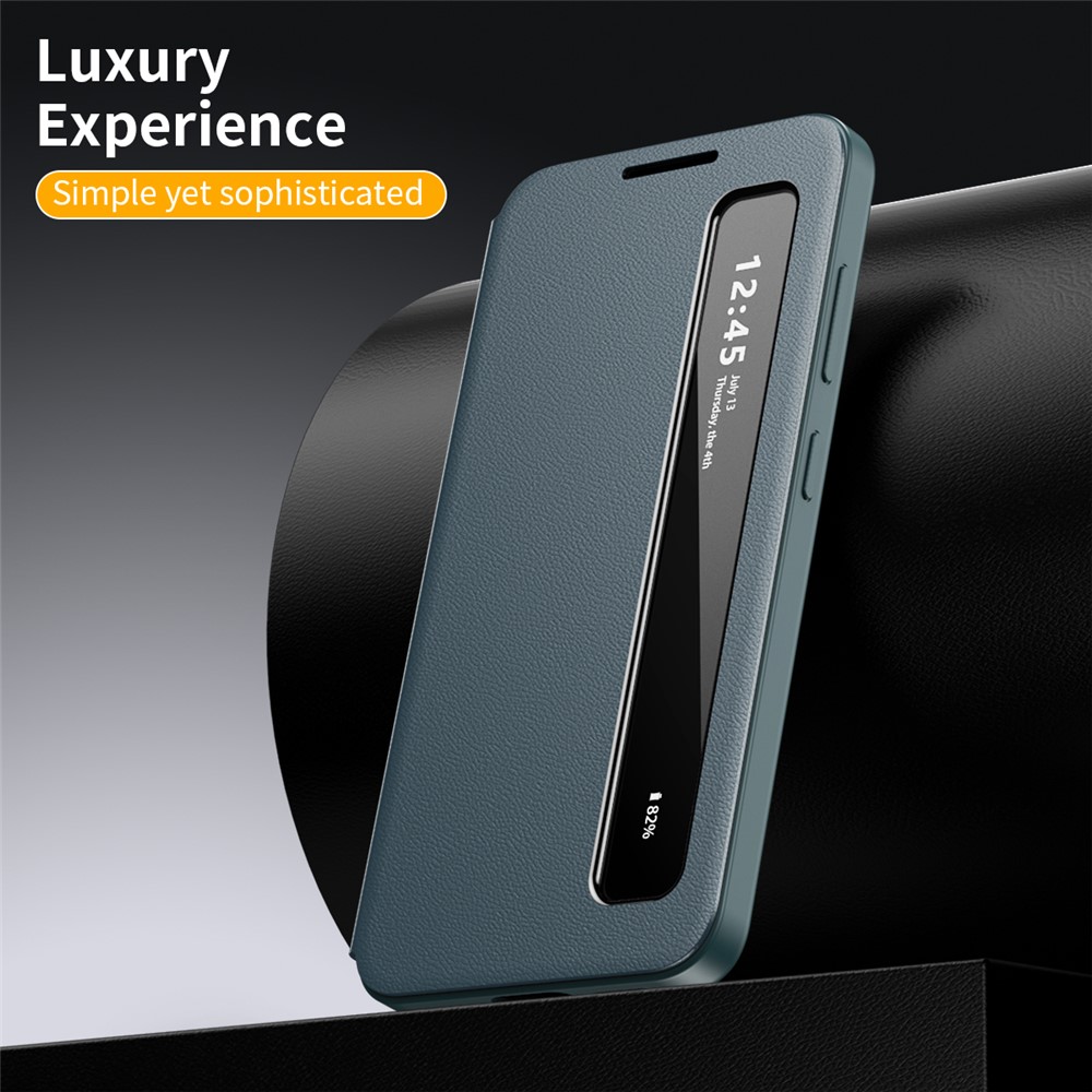 Husa Samsung Galaxy A57 Smart View Long Window din piele, Raspuns apel fara deschidere, Protectie 360°, Inchidere Magnetica, Protectie Sporita, Verde Husa Samsung Galaxy A57 Smart View Long Window din piele, Raspuns apel fara deschidere, Protectie 360°, Inchidere Magnetica, Protectie Sporita, Verde - imagine 3