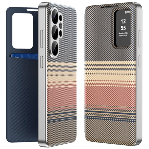 Husa Samsung Galaxy S25 Ultra Smart Gradient Wallet, Raspuns apel fara deschidere, Protectie 360°, Inchidere Magnetica, Protectie Camera, Protectie Sporita, Sunset, Maro