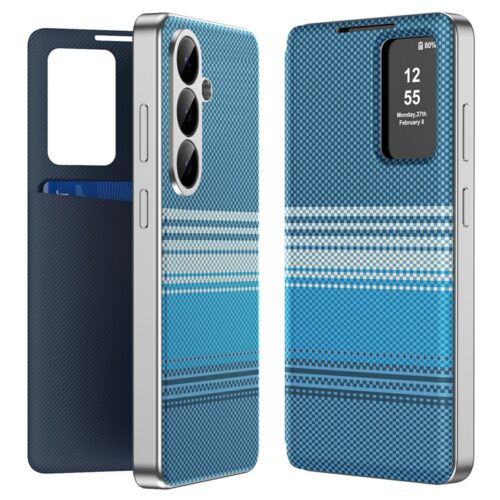 Husa Samsung Galaxy A57 Smart Gradient Wallet, Raspuns apel fara deschidere, Protectie 360°, Inchidere Magnetica, Protectie Camera, Protectie Sporita, Moonrise, Albastru