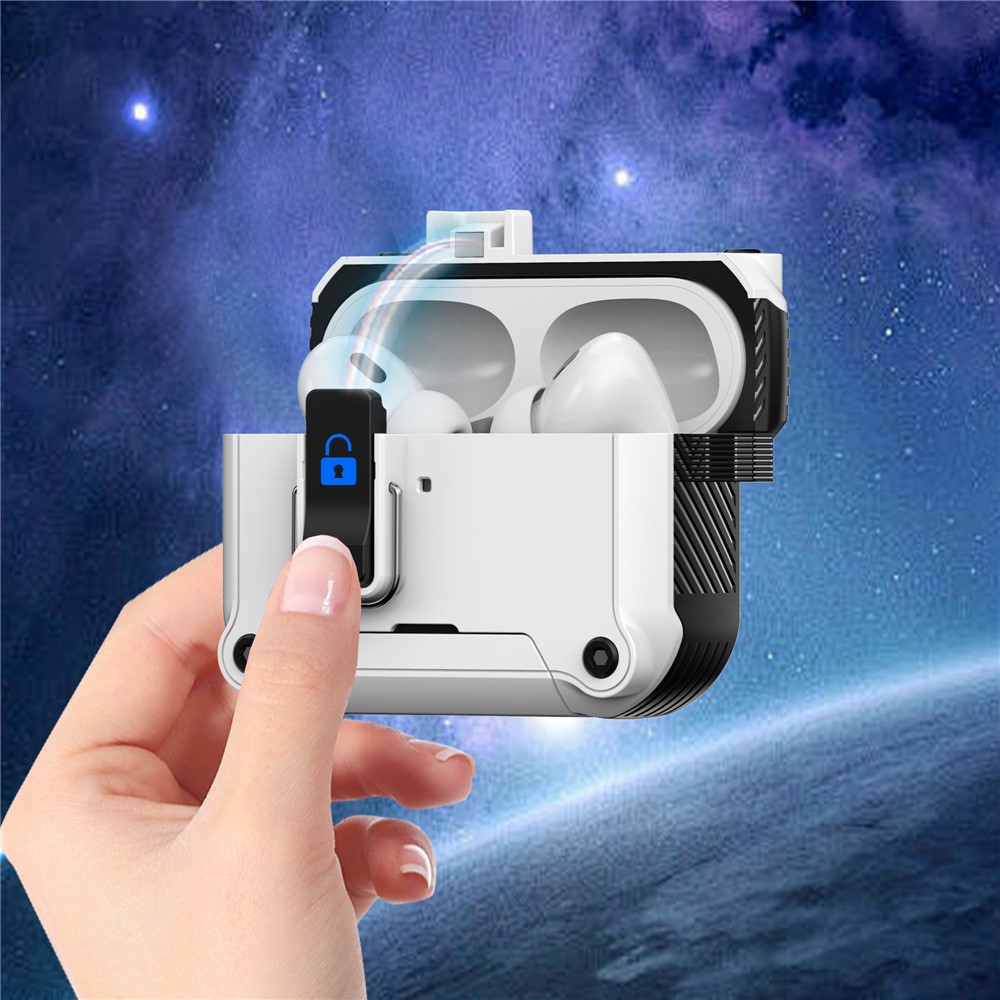 Husa pentru AirPods Pro 3 cu Blocare Automata, Suport Telefon Integrat, Protectie Anti Soc, Carabina, Capac Magnetic, Armor Case, Albastru Husa pentru AirPods Pro 3 cu Blocare Automata, Suport Telefon Integrat, Protectie Anti Soc, Carabina, Capac Magnetic, Armor Case, Albastru - imagine 3