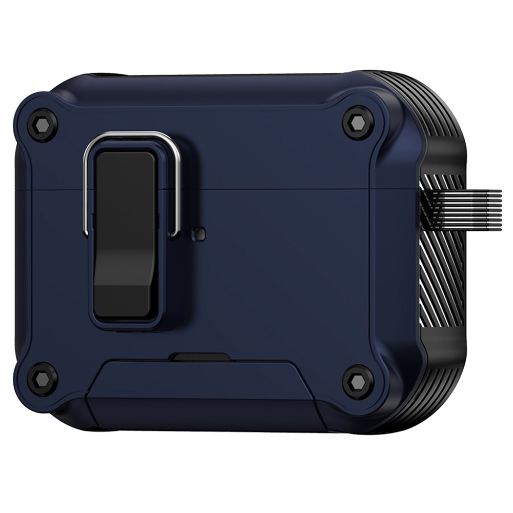 Husa pentru AirPods Pro 3 cu Blocare Automata, Suport Telefon Integrat, Protectie Anti Soc, Carabina, Capac Magnetic, Armor Case, Albastru Husa pentru AirPods Pro 3 cu Blocare Automata, Suport Telefon Integrat, Protectie Anti Soc, Carabina, Capac Magnetic, Armor Case, Albastru