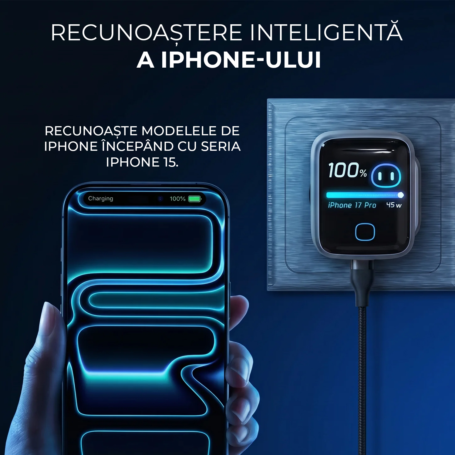 Incarcator 45W Turbo Fast Charge GaN cu Afisaj Digital TFT DaDen, 1x USB Type-C, Incarcare Rapida Power Delivery PD 3.2 AVS, Monitorizare Putere si Temperatura, Protectie Inteligenta, Gri Incarcator 45W Turbo Fast Charge GaN cu Afisaj Digital TFT DaDen, 1x USB Type-C, Incarcare Rapida Power Delivery PD 3.2 AVS, Monitorizare Putere si Temperatura, Protectie Inteligenta, Gri - imagine 13
