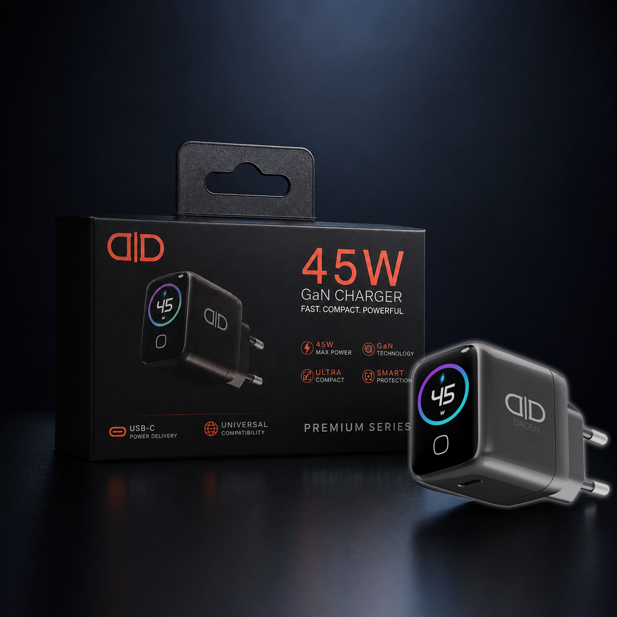 Incarcator 45W Turbo Fast Charge GaN cu Afisaj Digital TFT DaDen, 1x USB Type-C, Incarcare Rapida Power Delivery PD 3.2 AVS, Monitorizare Putere si Temperatura, Protectie Inteligenta, Gri Incarcator 45W Turbo Fast Charge GaN cu Afisaj Digital TFT DaDen, 1x USB Type-C, Incarcare Rapida Power Delivery PD 3.2 AVS, Monitorizare Putere si Temperatura, Protectie Inteligenta, Gri - imagine 15