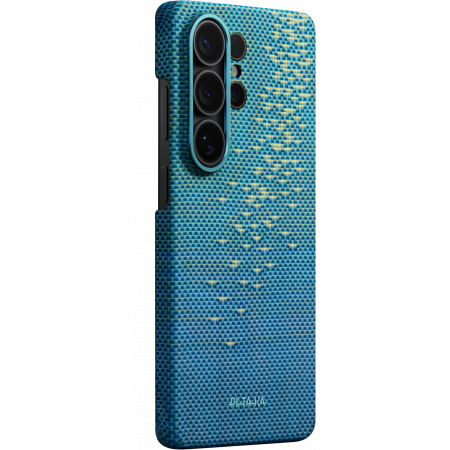 Husa Pitaka Samsung S26 Ultra, Edge case, Glints of Gold, Lucid Blue, MagSafe, Ultra Slim